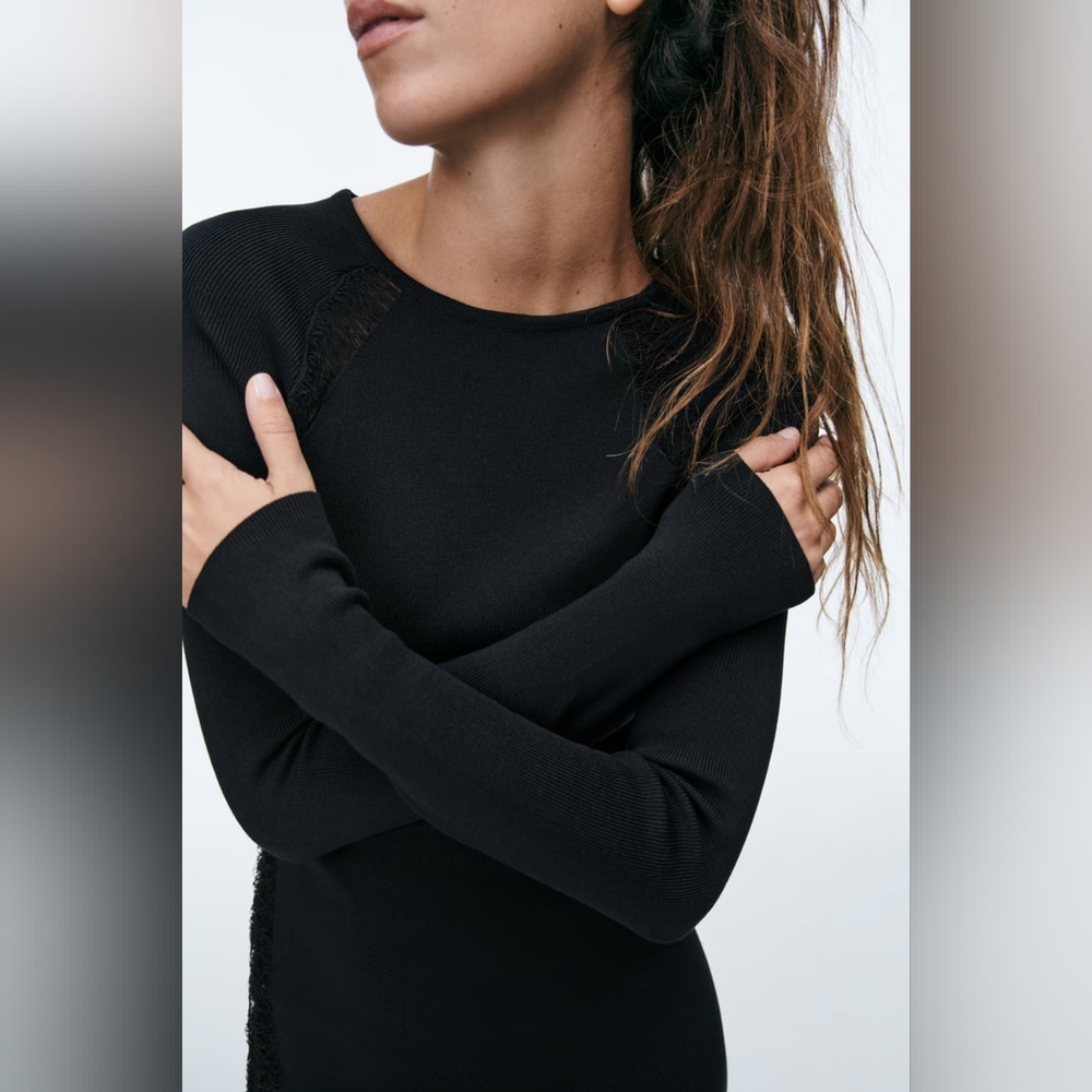 ZARA COMBINATION KNIT DRESS - Picture 3 of 9